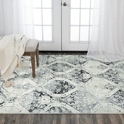 Alora Decor Aurora Ivory and Black Classic Wool Blend Rug