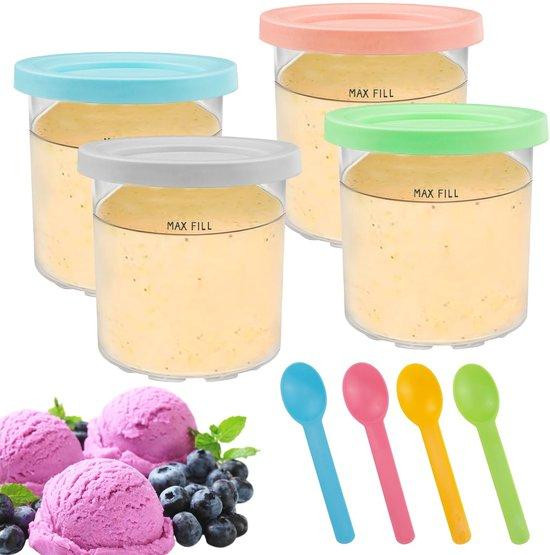 Ninja Creami vervangcontainers met lekvrije deksels, set van 4, multicolor