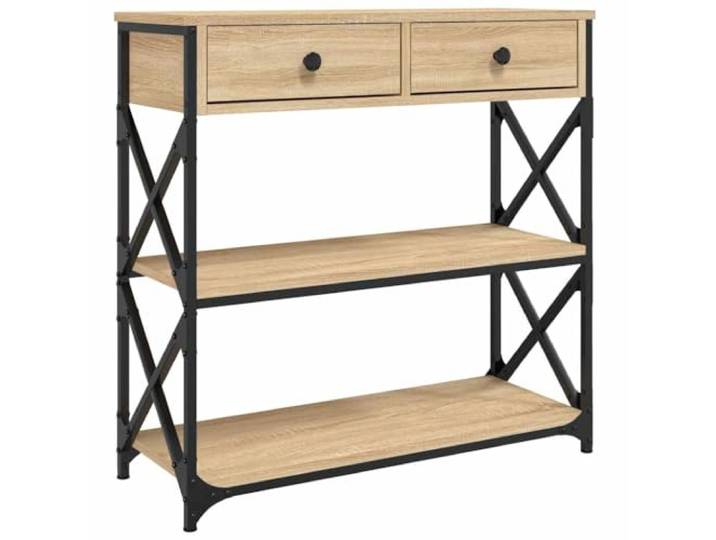 Konsolentisch Dab Sonoma 75x28x75 cm mit Metallrahmen Verstellbare Boden, X-Träger, Holzwerkstoff, Flur und Wohnzimmer