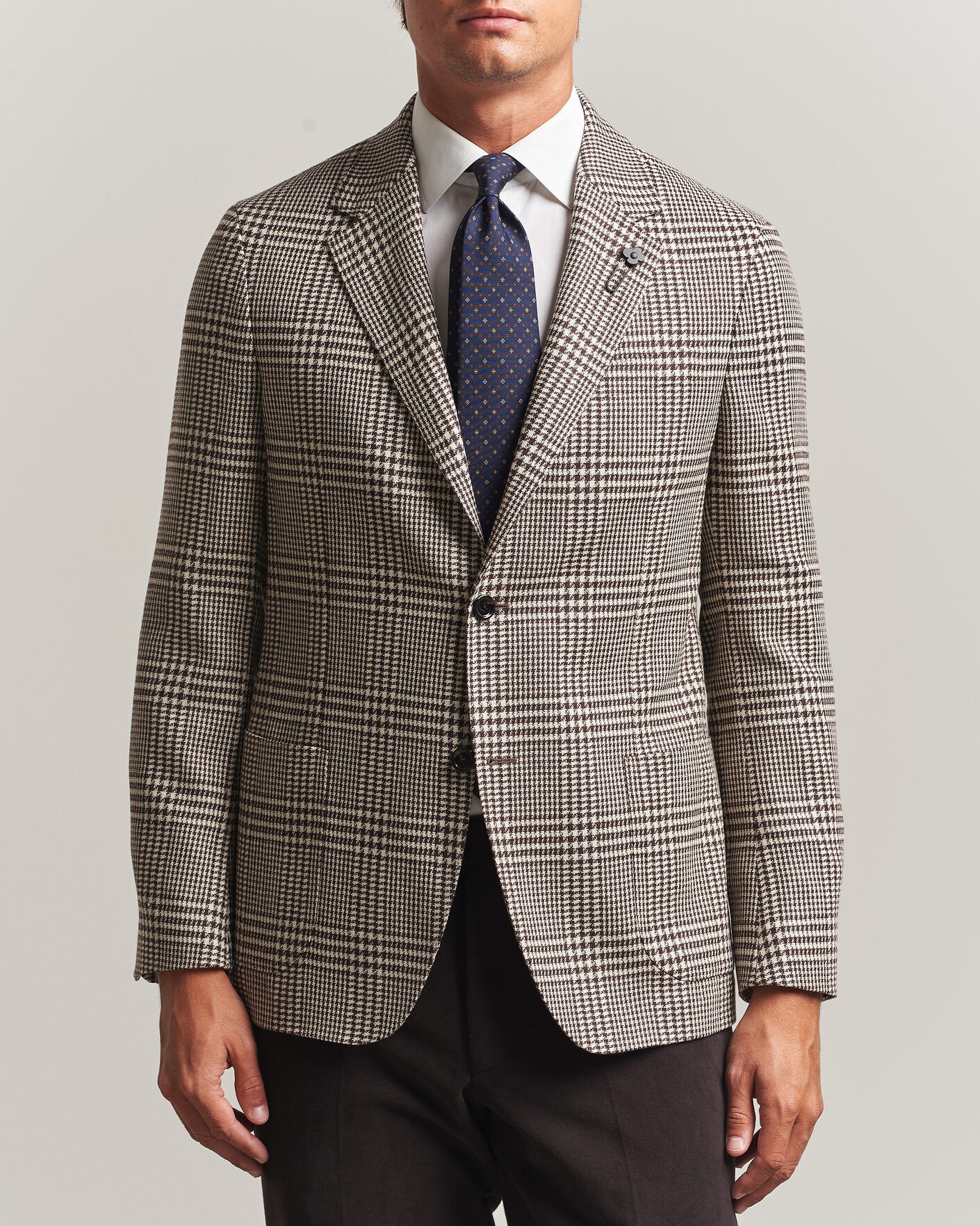 Lardini Wool/Cashmere Checked Blazer Brown men 48 Brun