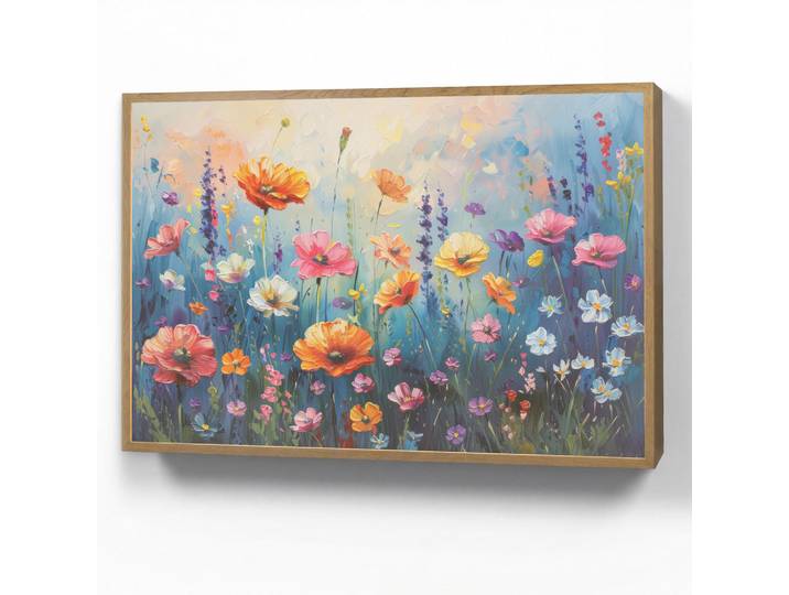 OnlyWow Wandleuchte MIT Akku Blumen - Natur - Aquarell - Kunst 100x70 cm, Mehrfarbig, Rechteckig, LED integrated, 100x70x8 cm, Lampen & Leuchten, Innenbeleuchtung, Wandleuchten