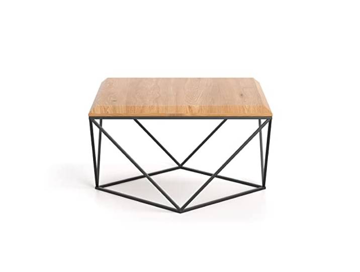 Danzz Loftartiger Arbor-Couchtisch, aus Massivholz, hochwertiger Tisch, Premium-Möbel, loftartiger Stil, Metallgestell und Holzplatte 100x100 cm