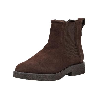 Stiefelette CLARKS "Clarks Stiefelette Veloursleder/Textil", Damen, Gr. 37, braun (dunkelbraun), Textil, Veloursleder, Schuhe Stiefelette