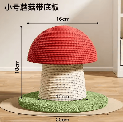 Inspire Curations ForestPaws Mushroom & Carrot Cat Scratching Post Toy With Hemp Rope red