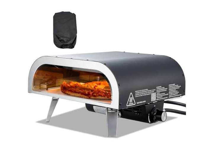 VEVOR Propan-Pizzaofen Outdoor 12 Zoll Gas-Pizzamaker, tragbarer Pizzakocher mit verdicktem Pizzastein & Tragetasche Pizzaofen für Camping im Freien Hinterhof Terrasse, Schwarz
