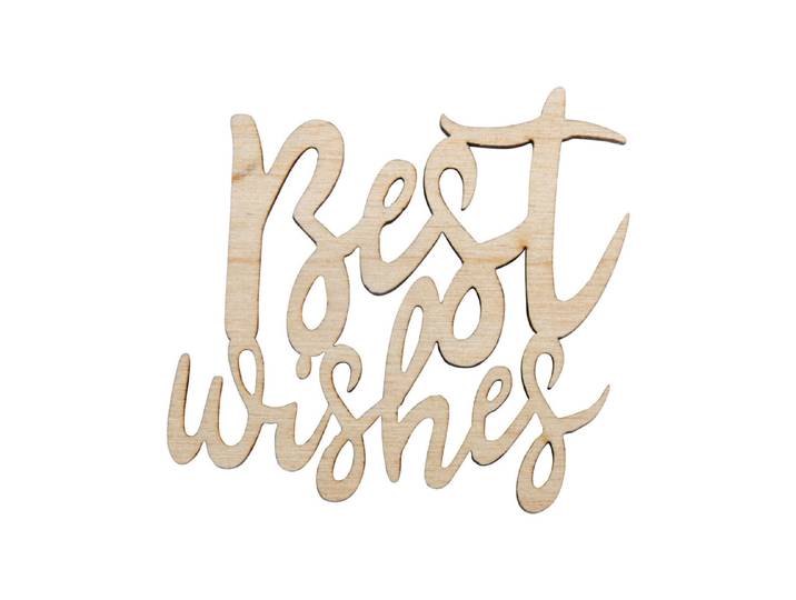 Rayher Holz-Minischrift Best Wishes 6 × 6 × 0.3 cm 4 Stück
