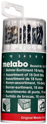 Metabo 627190000 18teilig Universal-Bohrersortiment Metall, Stein, Beton, Mauerwerk, Ziegel, Holz 3 mm, 4 mm, 5 mm, 6 mm, 8 mm