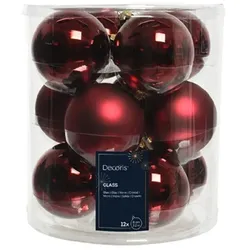 Kaemingk Weihnachtsbaumkugeln Glas Ø 8 cm 12 Stück rot matt/glanz