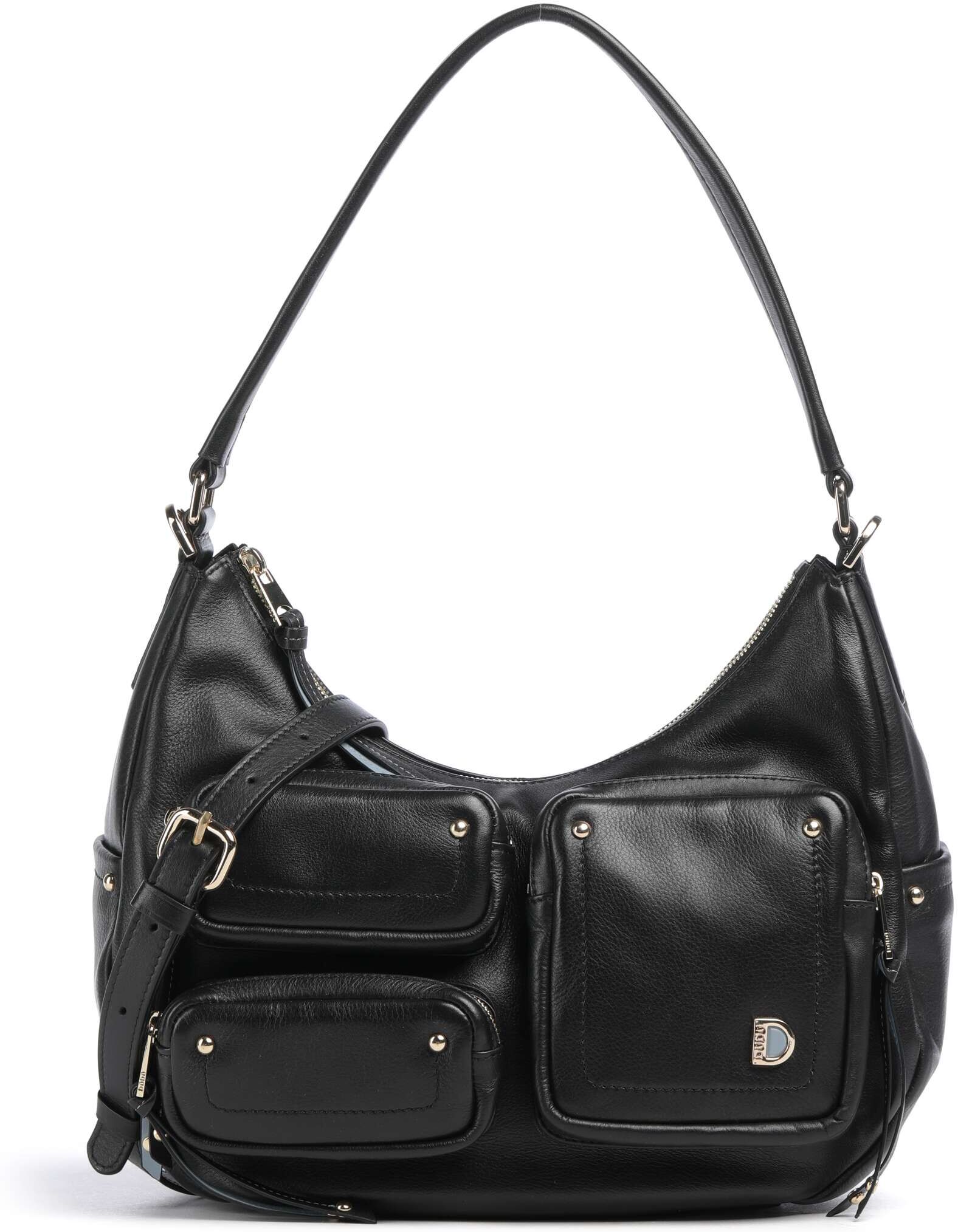 DuDu Bags Pocket City Beuteltasche aus Leder, schwarz