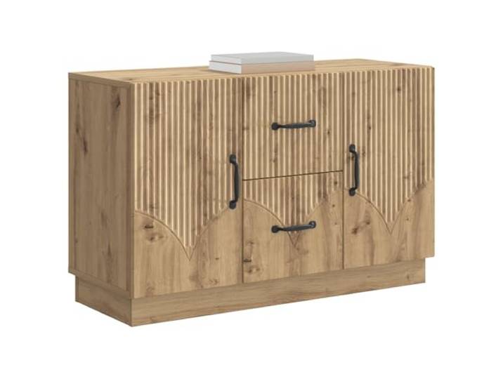 KTHLBRH Sideboard Eiche Handwerk 89 x 34,5 x 57 cm Technisches Holz, 2 Schubladen, 2 Einlegeböden, 2 Türen, 60 kg Kapazität, Montage erforderlich
