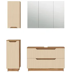 Vicco, Badmöbelset, Badmöbel-Set Lotta, Eiche/Kaschmir gestreift, 4 Teile