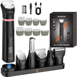 Maxgroom, Trimmer + Haarschneider, JK-666 6-in-1 Trimmer für Bart, Haare, Körper, Nase und Ohren IPX6 - Schwarz