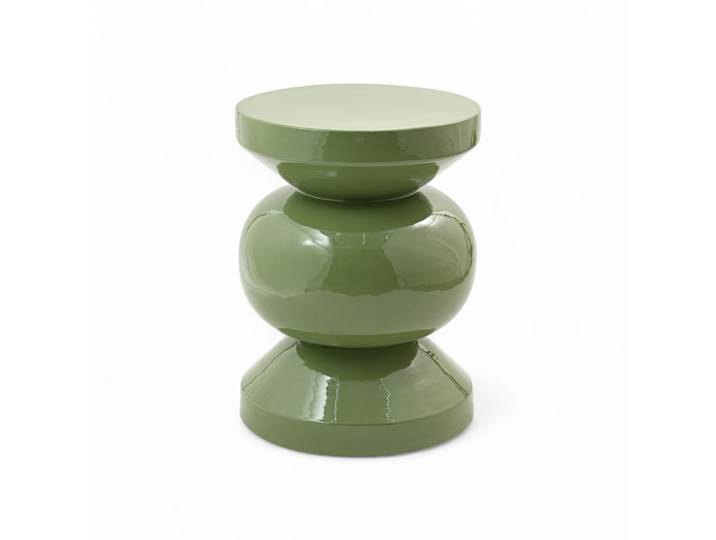 Bout de canapé rond émail vert