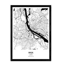 POSTER Karte Von Riga - Lettland A3 Rahmenlos