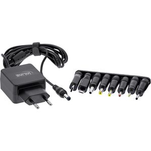 InLine Universal-Netzteil 26608N, 3 A, 5 V, 15 W, mit 6 Adapter & USB-C / Micro Adapter