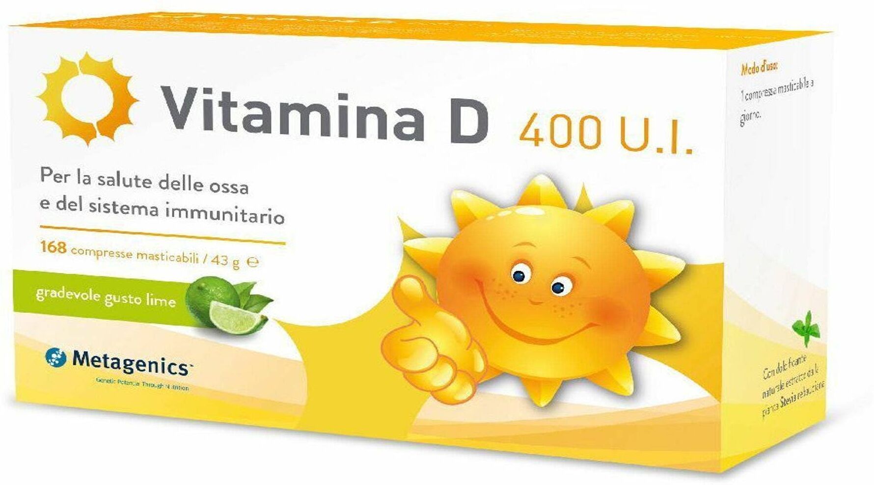 METAGENICS Vitamina D Kids 400 U.I.  168 Compresse Masticabili 