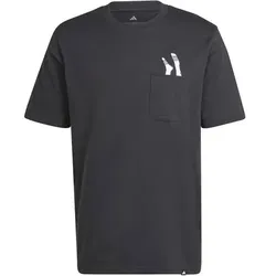 ADIDAS Herren Shirt Lounge Slides Graphic Pocket, Größe S in Schwarz Schwarz