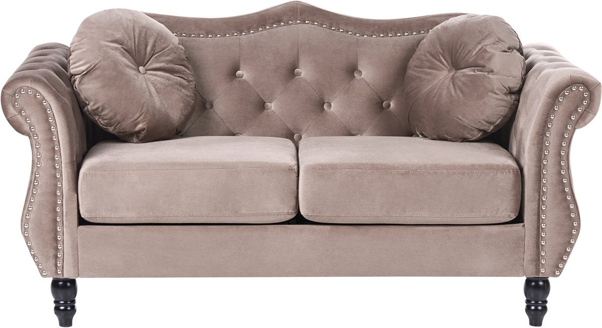 Skien Chesterfield Tweezitsbank - Taupe - Fluweel