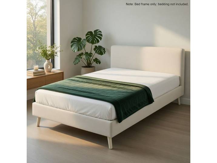CollaHausse Cadre de Lit Minimaliste 90x200cm Velours Beige Sans Tête