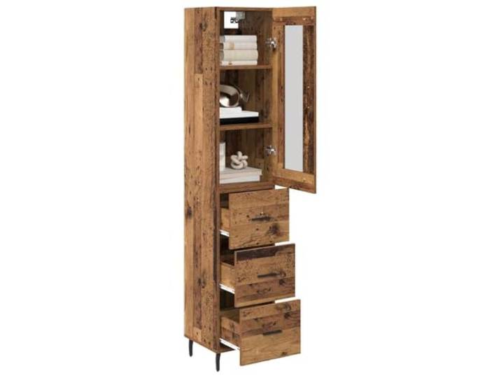 KTHLBRH Anrichte aus altem Holz, 34,5 x 34 x 180 cm, mehrschichtiges Holz Mit Schublade, 1 Scharniertür, Montage erforderlich, für Esszimmer und Küche