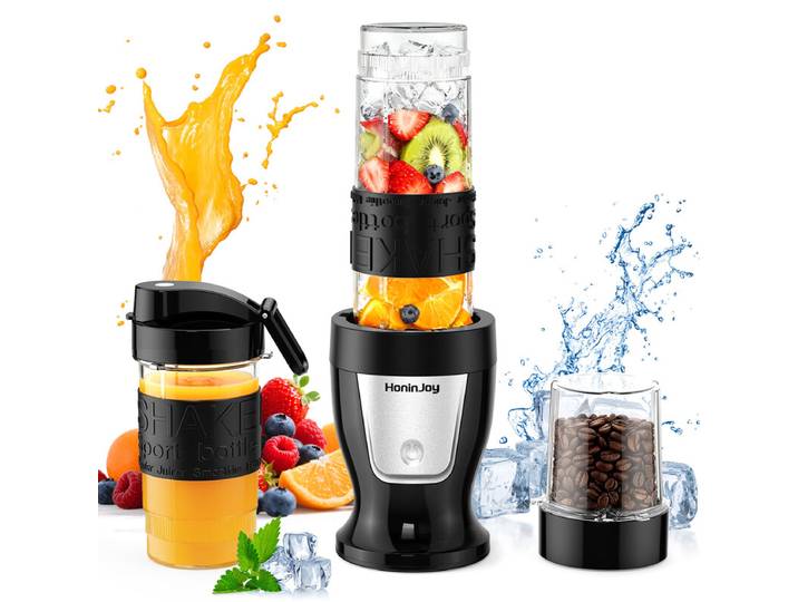 HoninJoy Blender portable, Blender personnel 650 W pour smoothies et laits frappés, avec gobelet de broyage et 2 gobelets à emporter sans BPA (20 oz + 14 oz), Blender portable pour jus et smoothies, Appareil à smoothies pour cuisine
