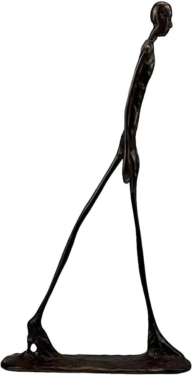 Wandelende Man Beeld - Bronzen sculptuur voor interieur decoratie - Hoogte: 27 cm - Brons