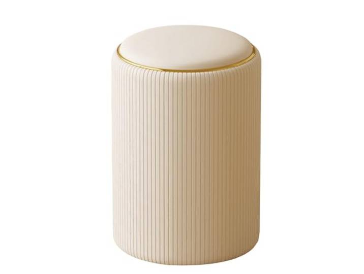 XIGOUZIQU Polsterhocker rund Sitzhocker rund Schminkbank Klein Rund mit Stauraum, for Schminktisch, Schlafzimmer & Esszimmer for Schminktisch(White)