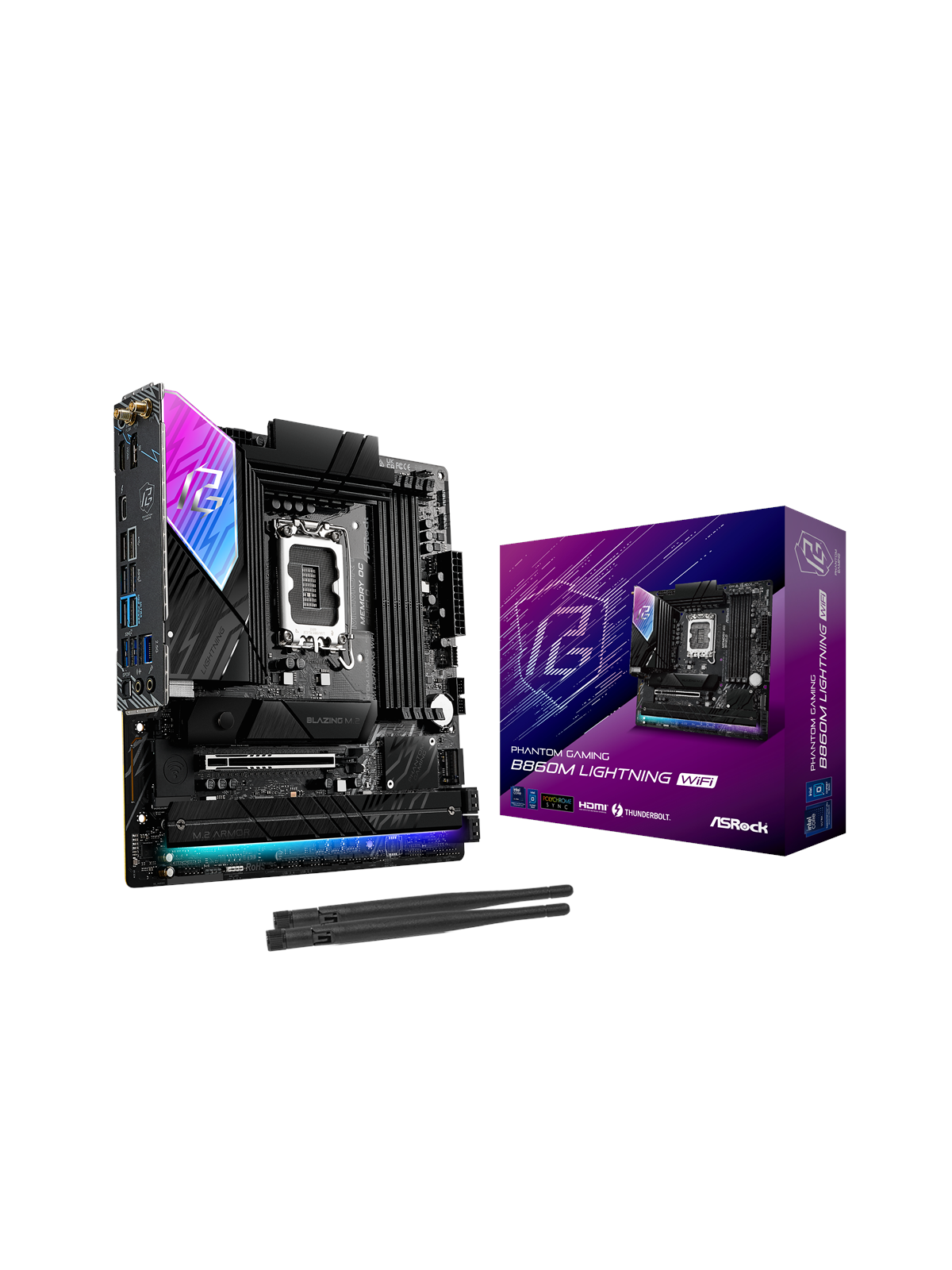 ASRock B860M Lightning WiFi Mainboard - Intel B860 - Intel LGA1851 - DDR5 RAM - Micro-ATX