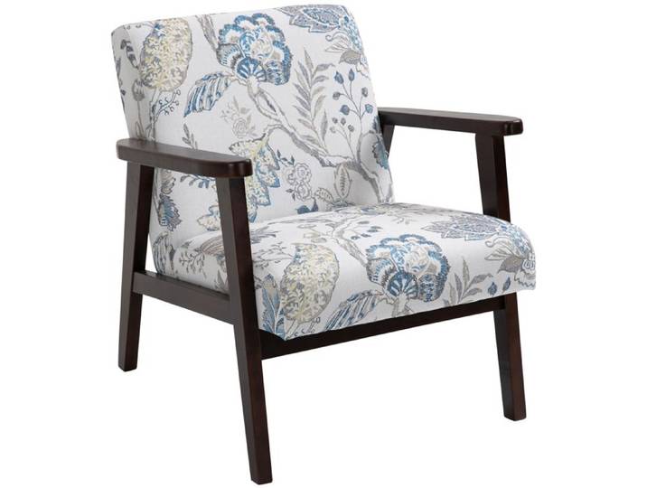 CollaHausse Fauteuil Salon Rembourré avec Accoudoirs Bois Tissu Respirant Fleuri 68 5x78 5x75cm