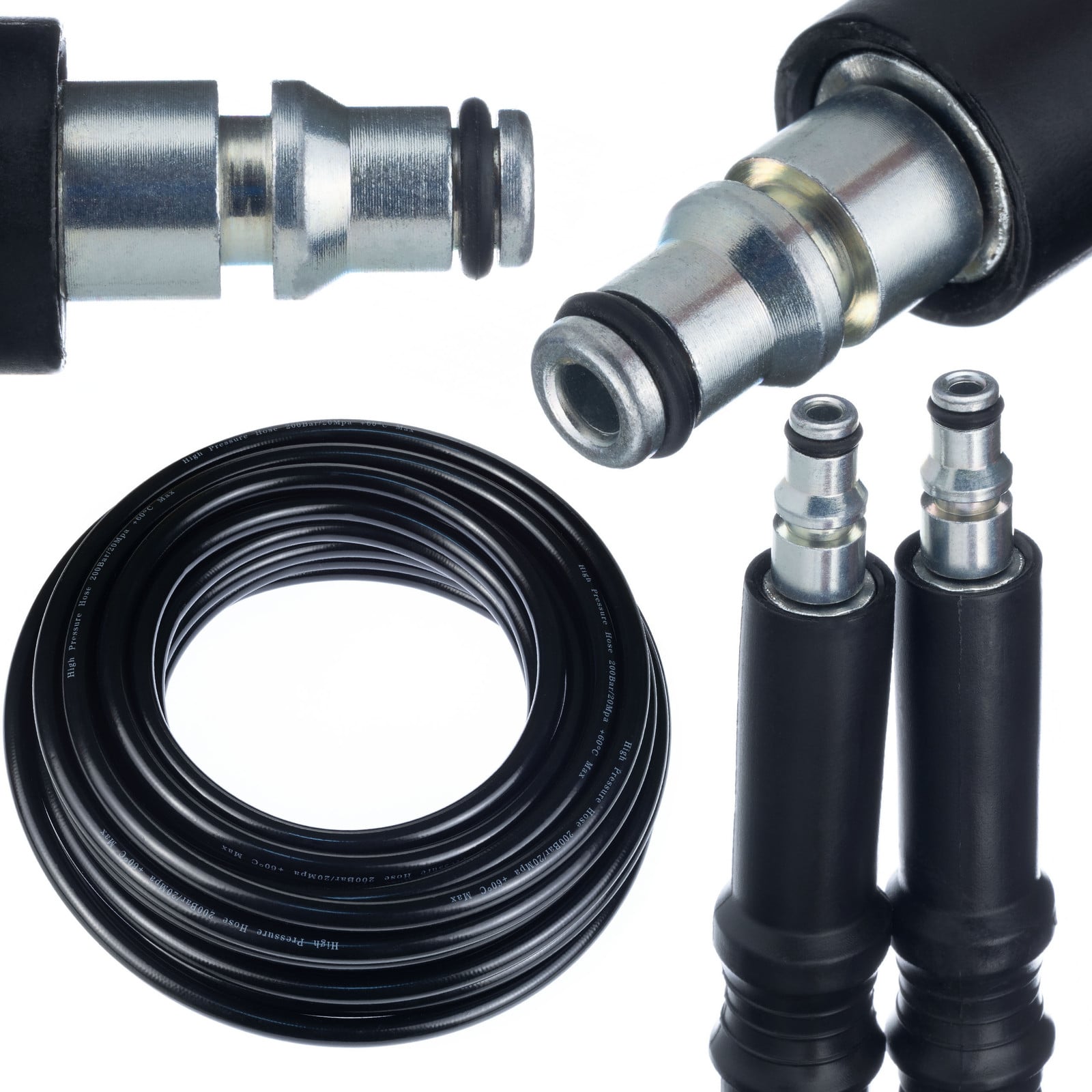 ROSFIX Hogedrukslang Vervanging met Click Connect Spuitmond, 5 m, 200 bar, Nylon Omslag en PVC Coating, Compatibel met AR Blue Clean