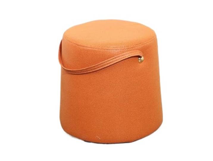 DANNMPX Sitzhocker Wohnzimmer Moderner Zylindrischer Fußhocker Mit Griff, Fußstütze Aus Kunstleder Zusätzliche Sitzplätze(Orange)