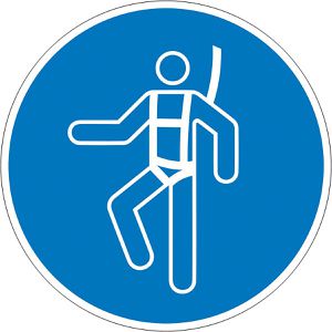 SafetyMarking Hinweisschild ISO 7010 M018, Aluminium, Ø 20 cm, Gebotszeichen, Auffanggurt benutzen