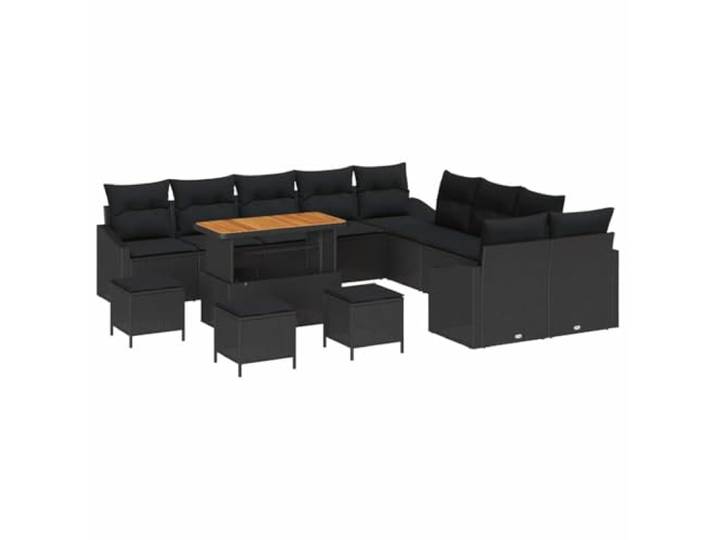 GHVBNMF Modular Lounge Gartenmöbel Set 13-TLG Poly Rattan Schwarz Flexibles Loungesofa mit integriertem Stauraum unter den Sitzen, ideal für Garten, Terrasse und Balkon.