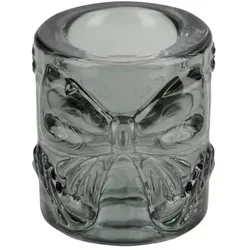 Kerzenhalter mit Schleife   ¦ grau ¦ Glas ¦ Maße (cm): H: 4,5  Ø: 4.5