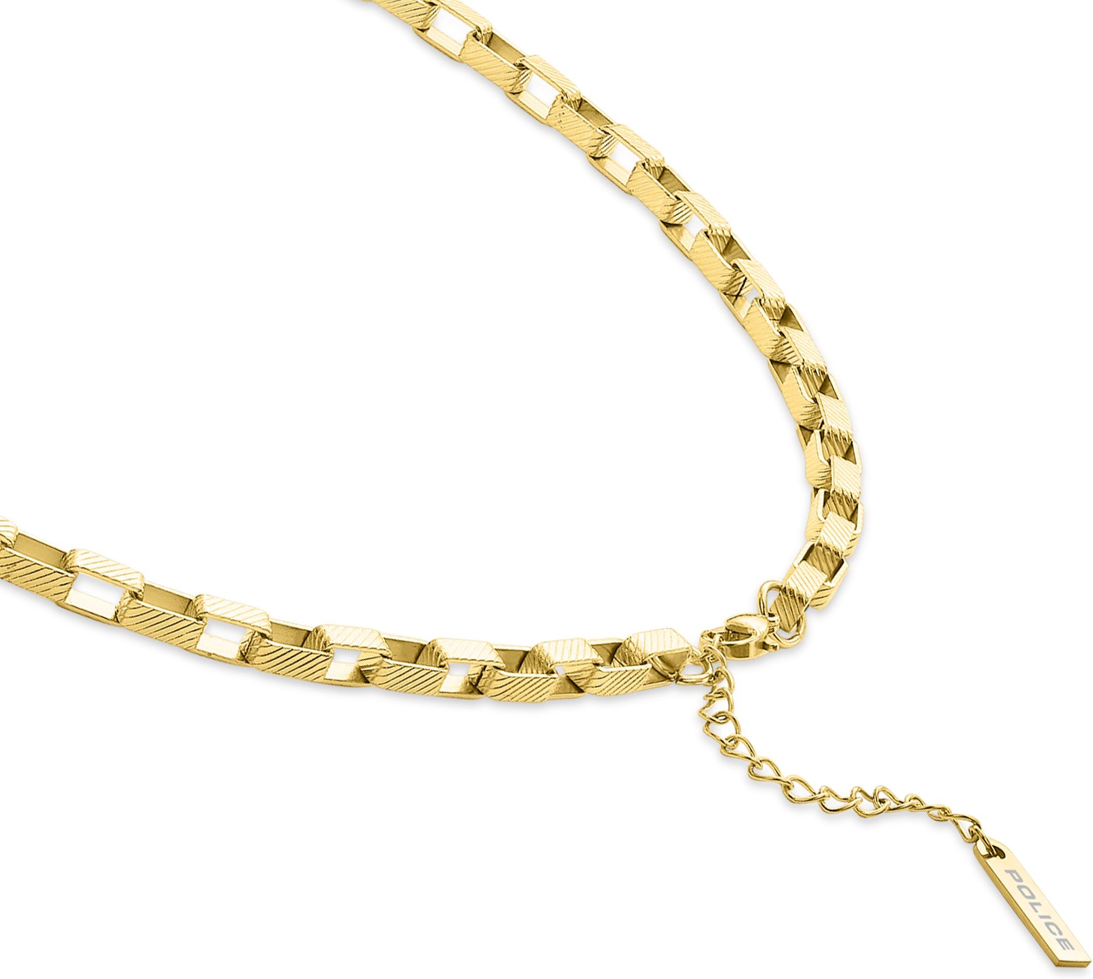 Edelstahlkette POLICE "Player", gold (gelbgoldfarben), Halsketten, Herren, Edelstahl, L: 55 B: 4,5mm, Edelstahlkette, B:4,5mm