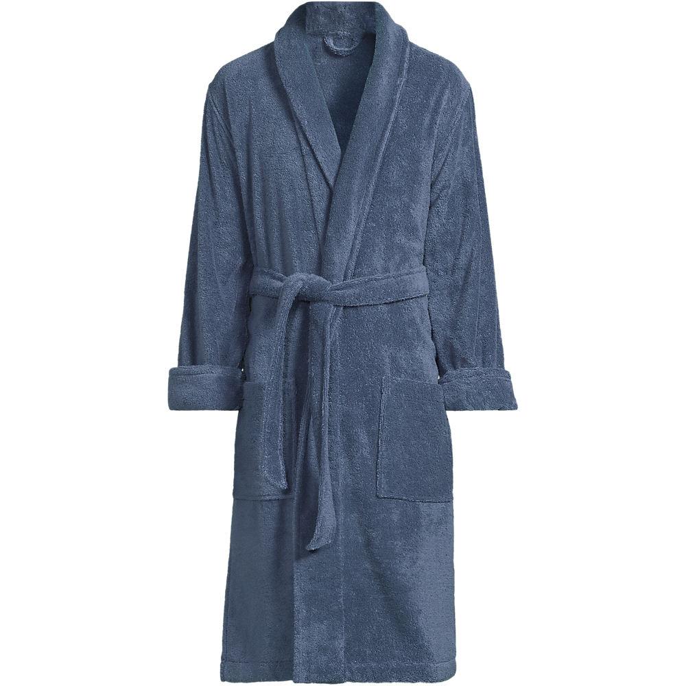 Bademantel aus türkischem Frottee für Herren, Herren, size: regular, Blau, Baumwolle, by Lands' End