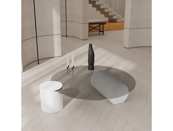USFJATI Couchtisch Rund Modern,Wohnzimmertisch klein,Couch Tisch Beistelltisch,moderner Kaffee-Cocktailtisch,Couchtisch Sofatisch,für Wohnzimmer, Büro, Wohnung(Wit,80 * 80 * 30cm)
