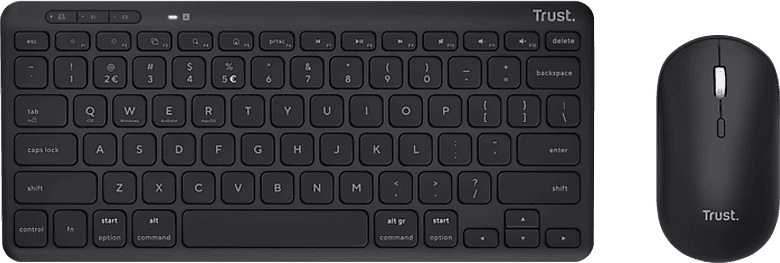Pack teclado + ratón - Trust Lyra, 6 Meses Autonomía, USB, Compacto, Inalámbrico, Negro