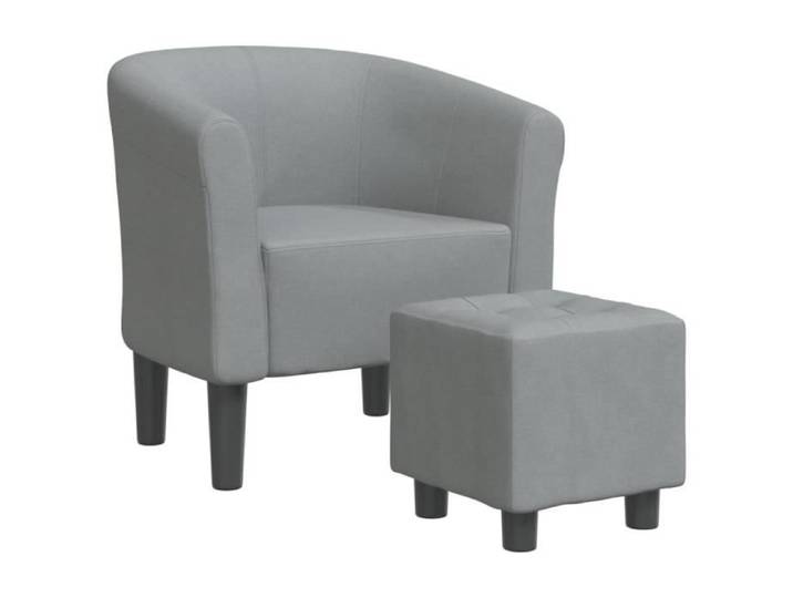 Fauteuil cabriolet - GAROSA - Gris clair - Tissu 100% polyester - Repose-pied inclus - Design contemporain
