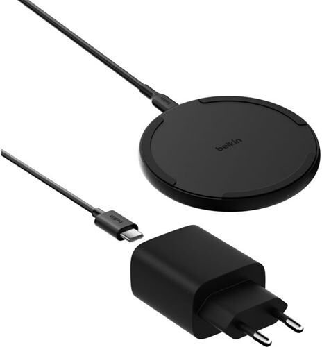 Belkin Carregador BoostCharge Qi Wireless Charging Pad 15W + Adaptador de Corrente - Preto