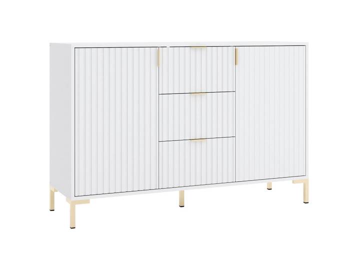 Boxxx Sideboard Flinn, Weiß, Metall, 2 Fächer, 3 Schublade(n) Schubladen, 130.5x86x40 cm, Typenauswahl, Beimöbel erhältlich, stehend, Wohnzimmer, Kommoden & Sideboards, Sideboards