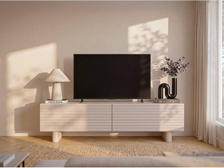 TV-Möbel mit 2 Türen - MDF - 150 cm - Beige - LUDIMA