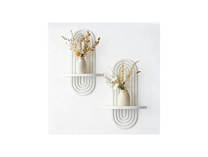2 pcs Étagères en Bois pour la Décoration Murale Blanc Étagère Murale Bohème Moderne Support Mural en Bois Bohème Style étagère