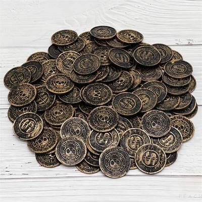 Uplifted Finds Retro Plastic Pirate Gold Coins Set Treasure Chest Party Favors & Game Props xs