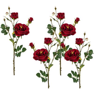 Kunstblume CREATIV GREEN, rot, H:63cm, Kunststoff, Polyester, Kunstpflanzen, 4er Set