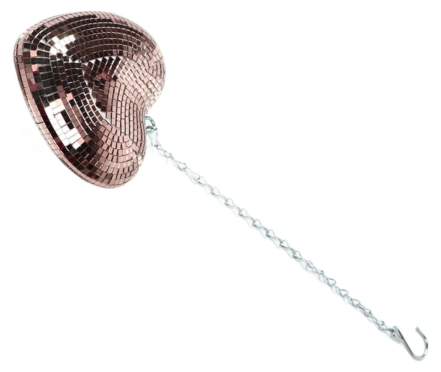 Dripio Hartvormige spiegelbal met ketting, rosé goud, 52 cm