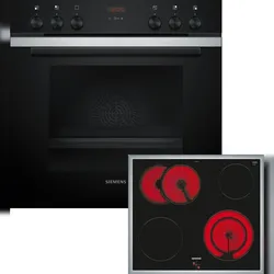 Siemens Einbau-Herd-Set, EA64RGNA1E + HE213BBS3 + HZ617000, Einbau-Herd, Elektro-Kochfeld, Pizzaform EQ211KB01B