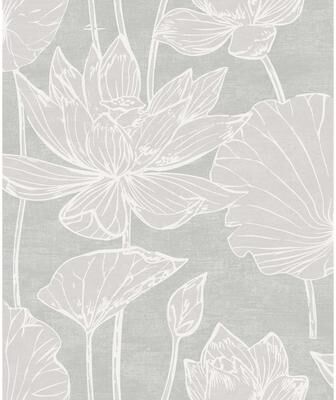 Seabrook Designs Water Lilies Nonwoven Unpasted Wallpaper