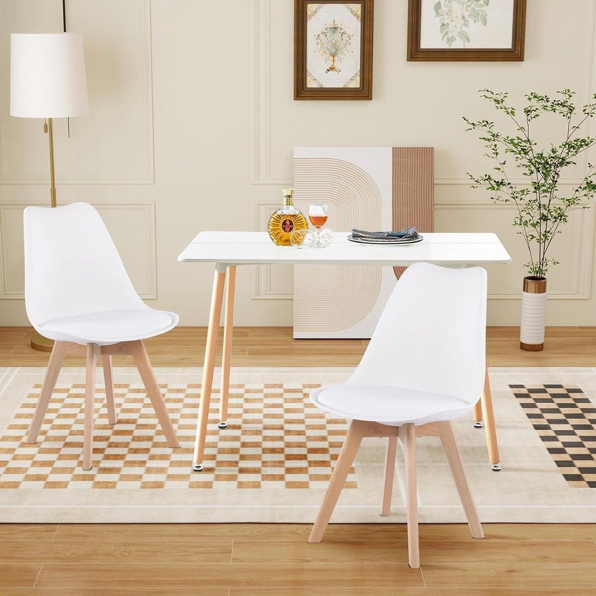 H.J WeDoo Eetkamergroep met rechthoekige eettafel en 2 eetstoelen, wit