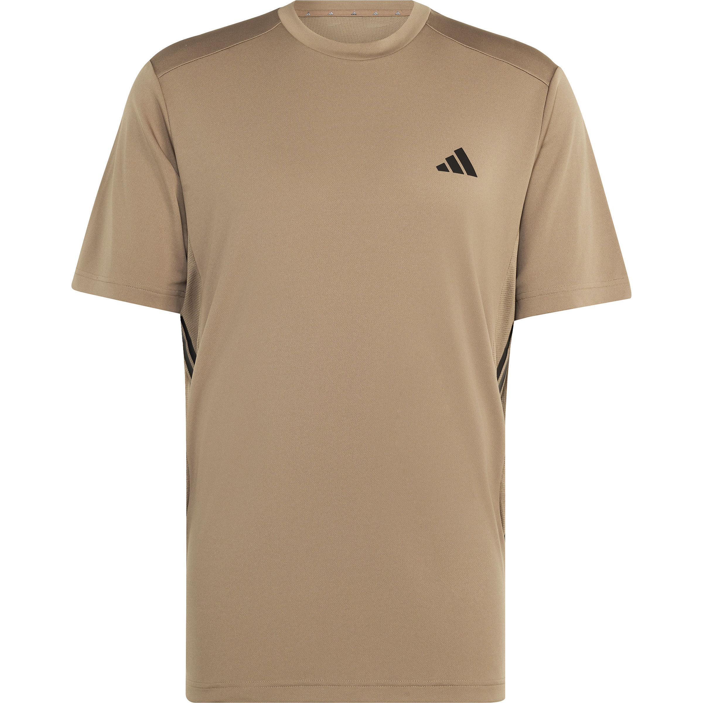 adidas Tech Essentials Workout 3-Stripes Herren Laufshirts khaki six Größe L Training & Fitness | Laufen Elastisch